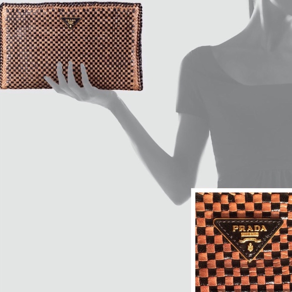 Prada Madras Woven Lambskin Clutch - Picture 2 of 8